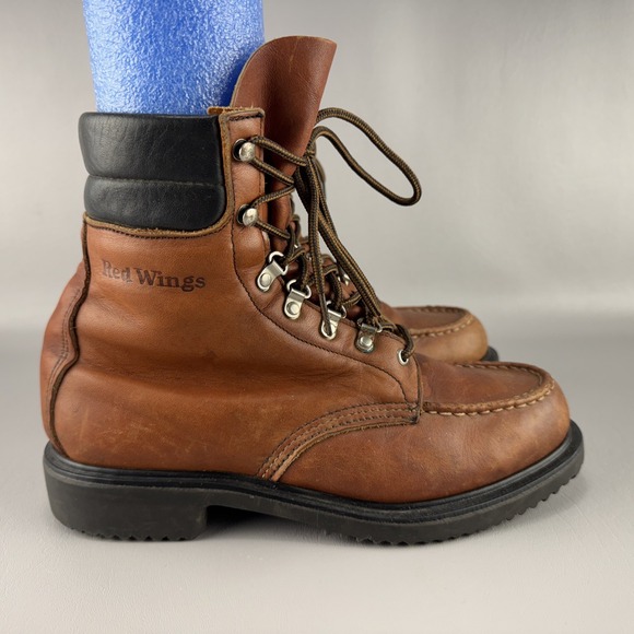 Vintage Red Wing Boots 404 Style Mens 7 D Brown Leather Moc Toe Workwear Combat - Picture 5 of 13